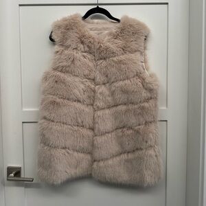 Faux Fur Vest in Beige